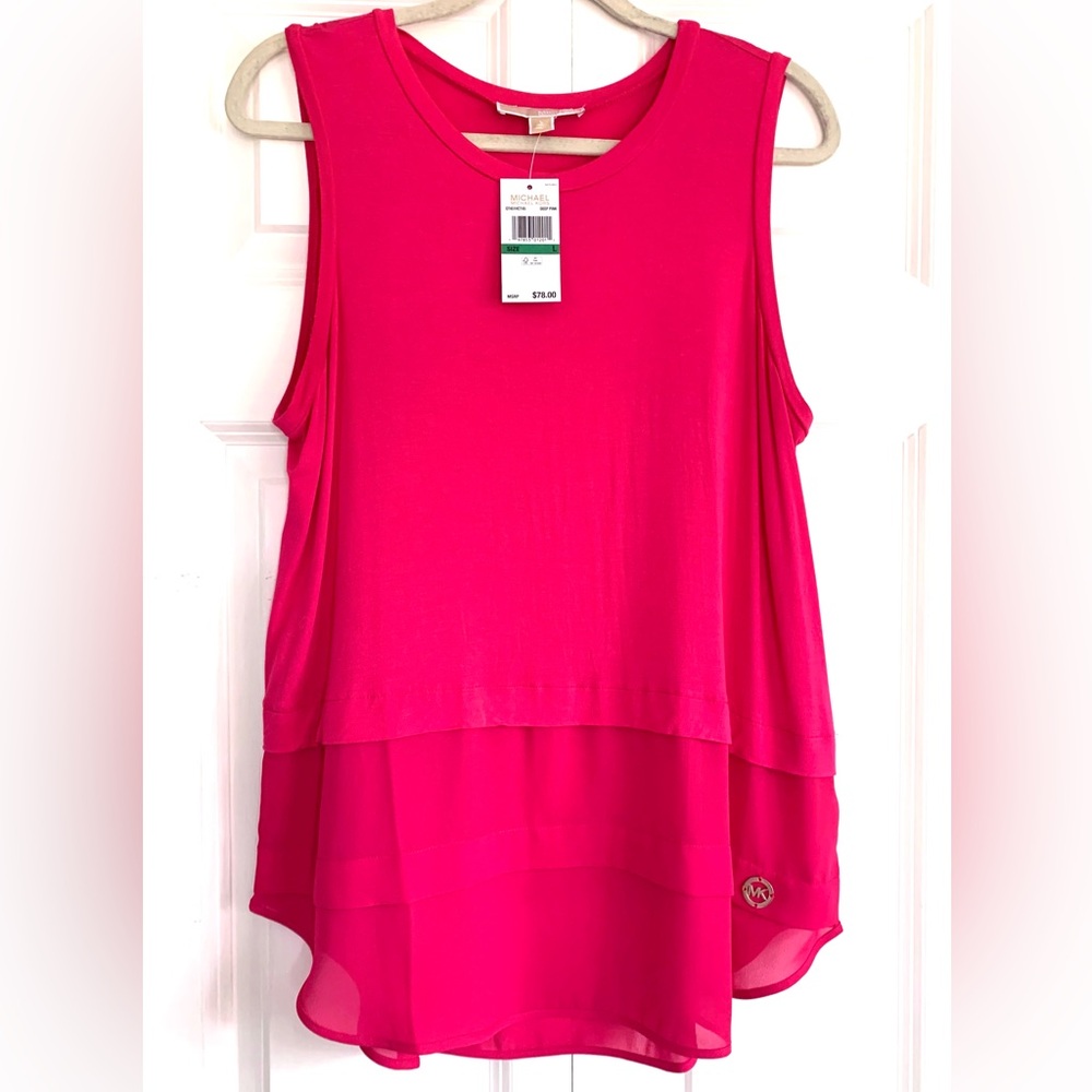 Michael Kors Sleeveless Faux-Layer Logo Top